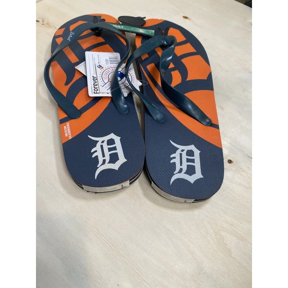 Detroit Tigers MLB Baseball‎ Flip Flops Sandals Blue Orange New Mens Large 9-10